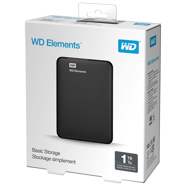 western digital külső hdd 2.5" 1tb wdbuzg0010bbk wesn (elements portable, usb3.0, fekete)