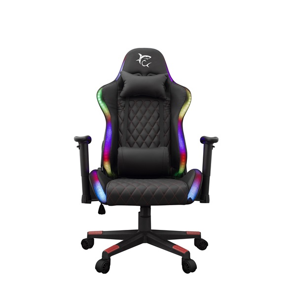 white shark thunderbolt rgb gamer szék fekete/piros varrás