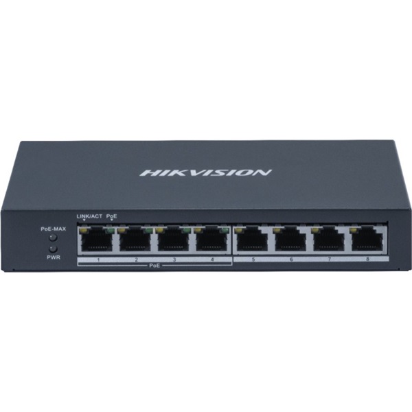 hikvision switch poe ds 3e0508p o (4 port 1000mbps, 60w, 4xrj45 1000mbps)
