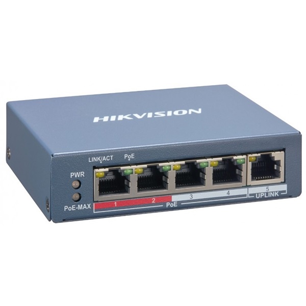 hikvision switch poe ds 3e1105p ei (4 port 100mbps, 60w, 1xrj45 100mbps)