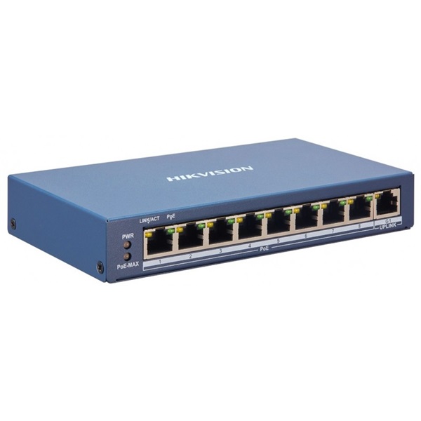 hikvision switch poe ds 3e1309p ei (8 port 100mbps, 110w, 1xrj45 1000mbps)