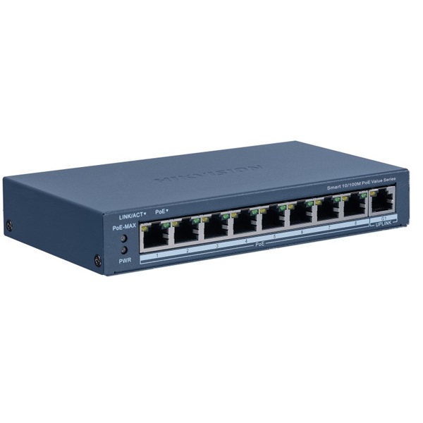 hikvision switch poe ds 3e1309p ei/m (8 port 100mbps, 60w, 1xrj45 1000mbps)