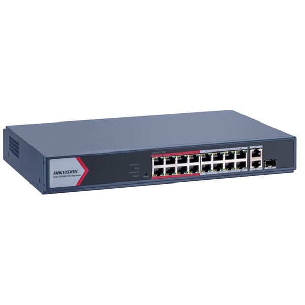hikvision switch poe ds 3e1318p ei/m (16 port 100mbps, 130w, 2xrj45 1000mbps)