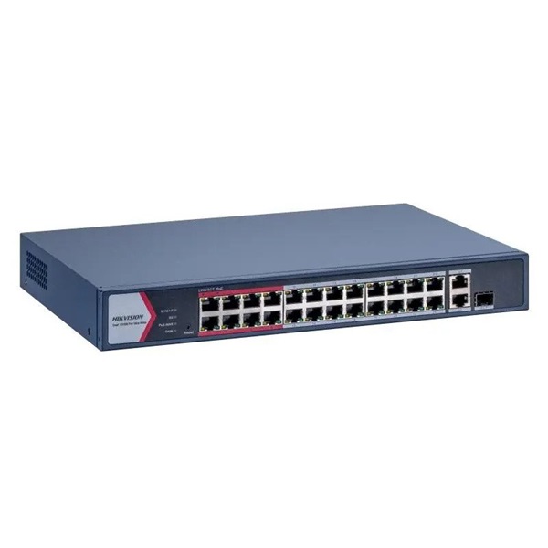 hikvision switch poe ds 3e1326p ei/m (24 port 100mbps, 230w, 2xrj45 1000mbps, 1xsfp 1000mbps)
